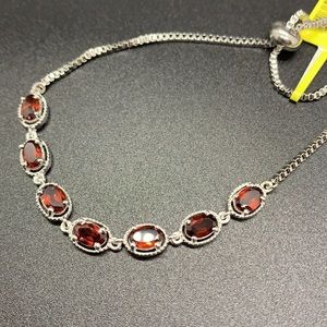 925 Sterling Silver & Red Garnet Bracelet